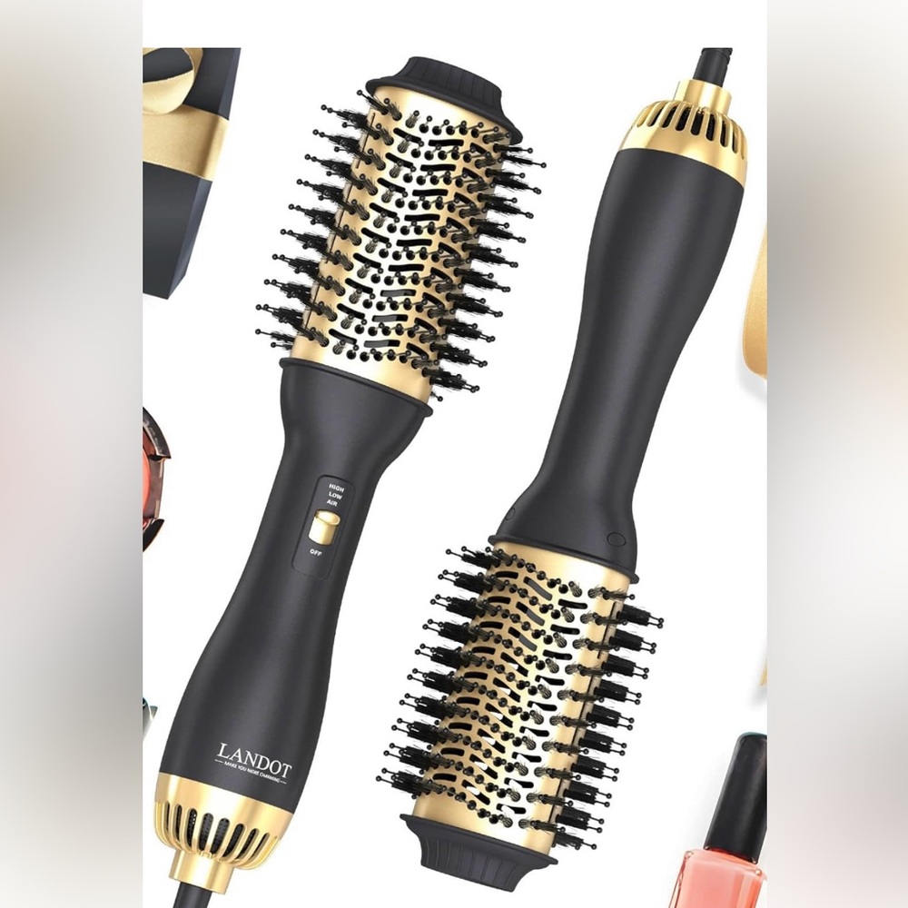Landot Black and Gold Hair Dryer Brush